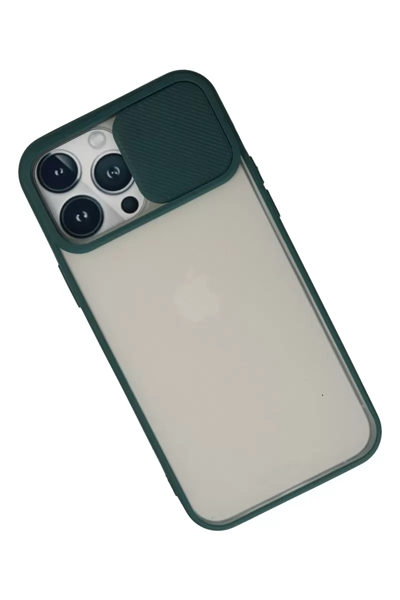 Apple iPhone 13 Pro Max Kılıf Palm Buzlu Kamera Sürgülü Silikon - Yeşil