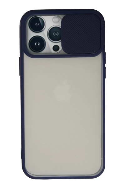 Apple iPhone 13 Pro Max Kılıf Palm Buzlu Kamera Sürgülü Silikon - Lacivert