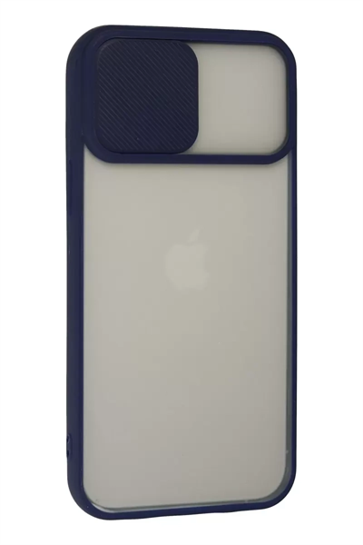 Apple iPhone 13 Pro Max Kılıf Palm Buzlu Kamera Sürgülü Silikon - Lacivert
