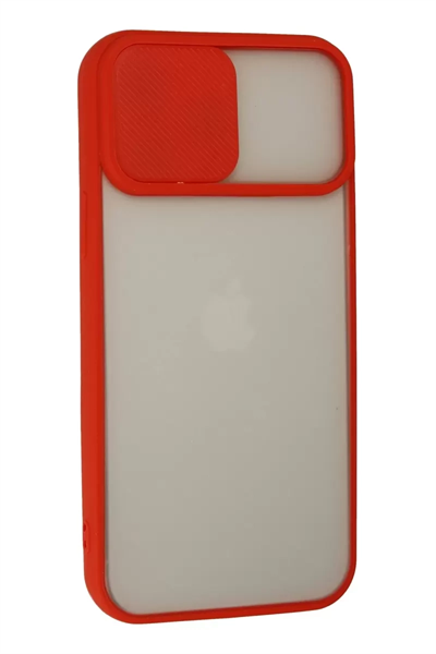 Apple iPhone 13 Pro Max Kılıf Palm Buzlu Kamera Sürgülü Silikon - Kırmızı