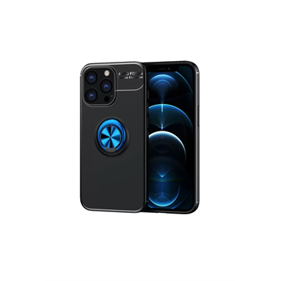 Apple iPhone 13 Pro Max Kılıf Range Yüzüklü Silikon - Siyah-Mavi
