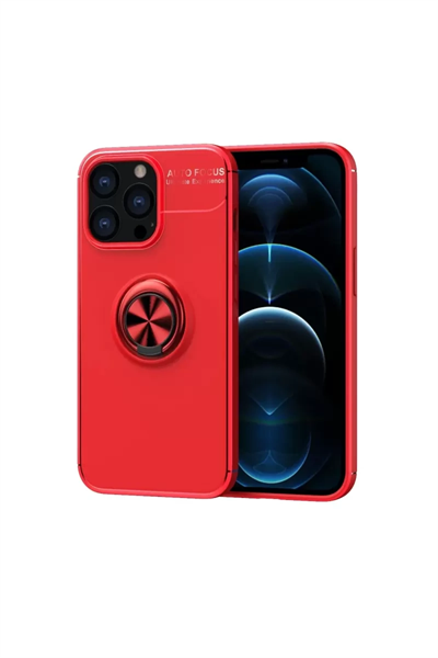 Apple iPhone 13 Pro Max Kılıf Range Yüzüklü Silikon - Kırmızı