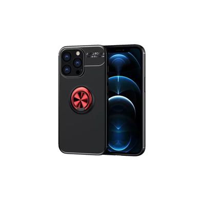 Apple iPhone 13 Pro Max Kılıf Range Yüzüklü Silikon - Siyah-Kırmızı