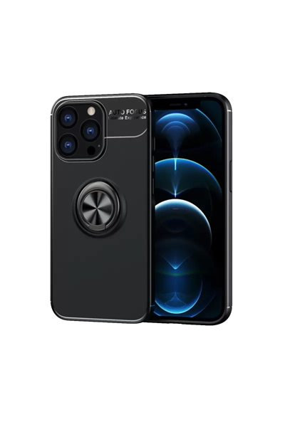 Apple iPhone 13 Pro Max Kılıf Range Yüzüklü Silikon - Siyah