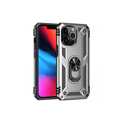 Apple iPhone 13 Pro Max Kılıf Sofya Yüzüklü Silikon Kapak - Gümüş