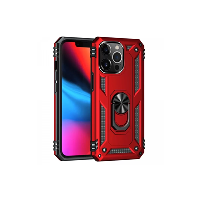 Apple iPhone 13 Pro Max Kılıf Sofya Yüzüklü Silikon Kapak - Kırmızı