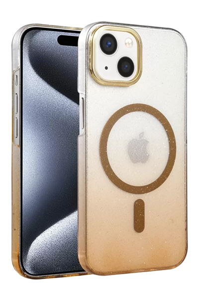 Apple iPhone 14 Glossy Magsafe Kapak - Çöl Titanyum