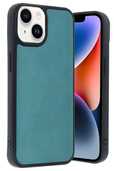 Apple iPhone 14 Kılıf Aras Deri Kapak - Açık Yeşil