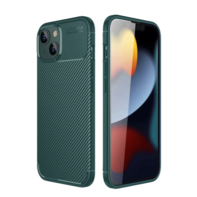 Apple iPhone 14 Kılıf Auto Focus Karbon Kapak - Koyu Yeşil