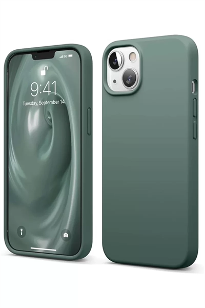 Apple iPhone 14 Kılıf First Silikon - Koyu Yeşil