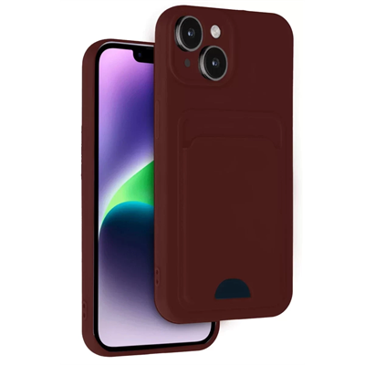 Apple iPhone 14 Kılıf Kelvin Kartvizitli Silikon - Bordo