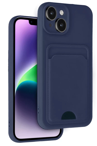 Apple iPhone 14 Kılıf Kelvin Kartvizitli Silikon - Lacivert