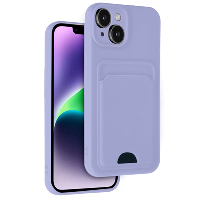 Apple iPhone 14 Kılıf Kelvin Kartvizitli Silikon - Lila