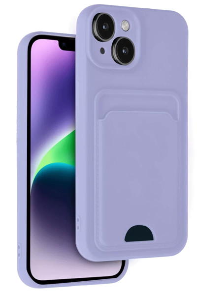 Apple iPhone 14 Kılıf Kelvin Kartvizitli Silikon - Lila