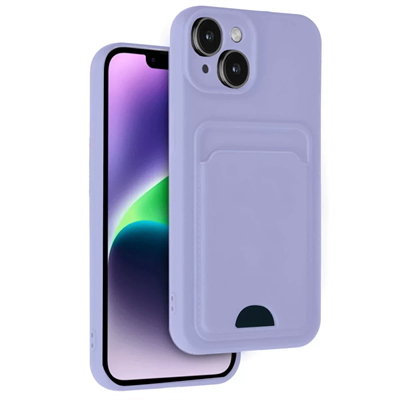 Apple iPhone 14 Kılıf Kelvin Kartvizitli Silikon - Lila