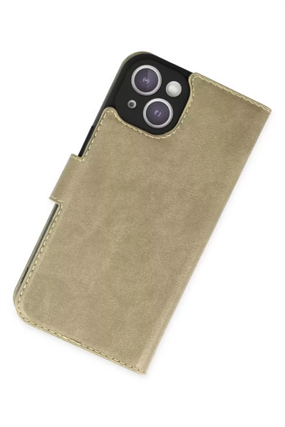 Apple iPhone 14 Kılıf Trend S Plus Kapaklı Kılıf - Gold