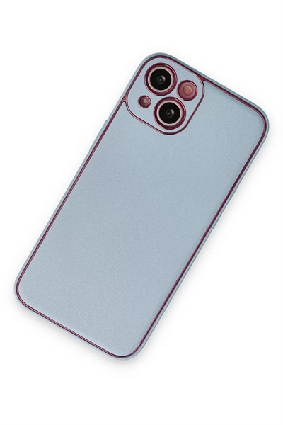 Apple iPhone 14 Plus Kılıf Coco Deri Silikon Kapak - Sky Blue