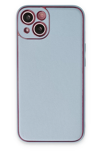 Apple iPhone 14 Plus Kılıf Coco Deri Silikon Kapak - Sky Blue