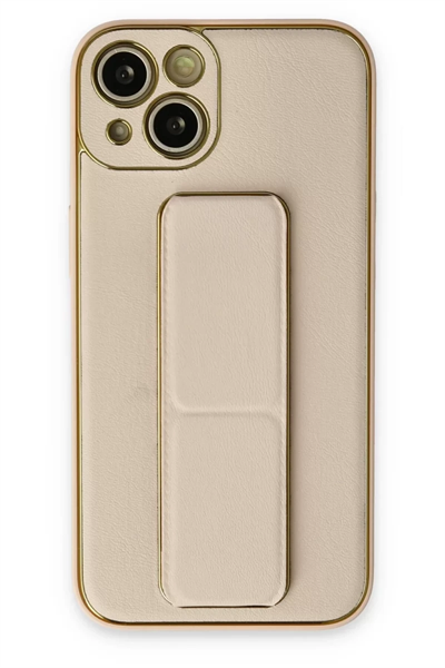 Apple iPhone 14 Plus Kılıf Coco Deri Standlı Kapak - Gold
