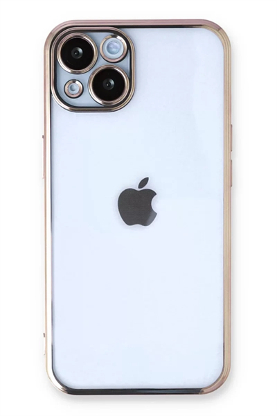 Apple iPhone 14 Plus Kılıf Lensli Silikon - Gold