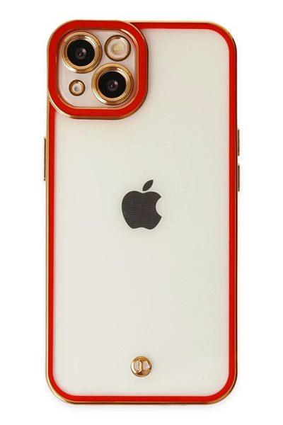 Apple iPhone 14 Plus Kılıf Liva Lens Silikon - Kırmızı