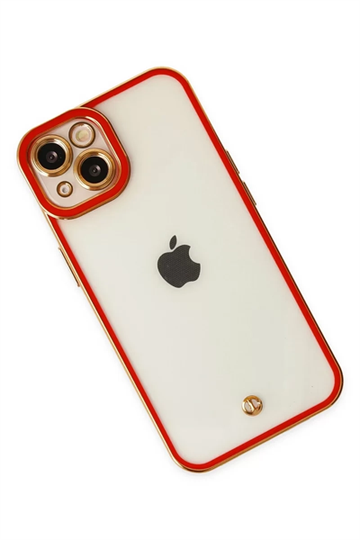 Apple iPhone 14 Plus Kılıf Liva Lens Silikon - Kırmızı