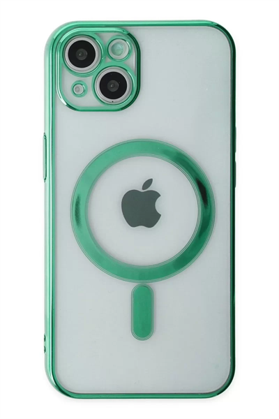 Apple iPhone 14 Plus Kılıf Magneticsafe Lazer Silikon - Haki Yeşil