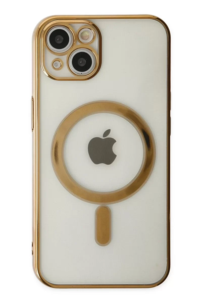 Apple iPhone 14 Plus Kılıf Magneticsafe Lazer Silikon - Gold