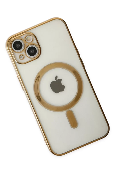 Apple iPhone 14 Plus Kılıf Magneticsafe Lazer Silikon - Gold
