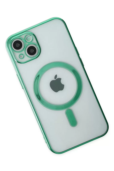 Apple iPhone 14 Plus Kılıf Magneticsafe Lazer Silikon - Haki Yeşil