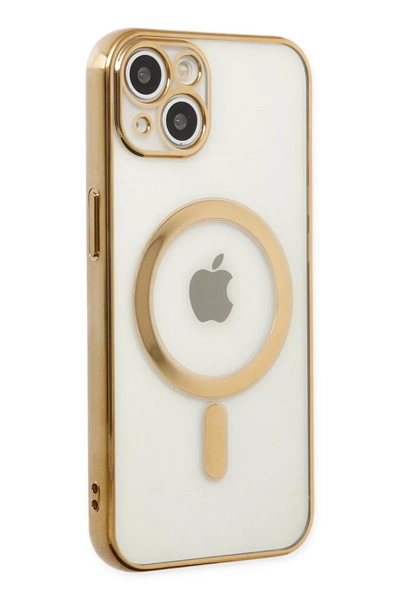 Apple iPhone 14 Plus Kılıf Magneticsafe Lazer Silikon - Gold