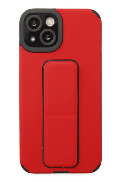 Apple iPhone 14 Plus Kılıf Mega Standlı Silikon - Kırmızı