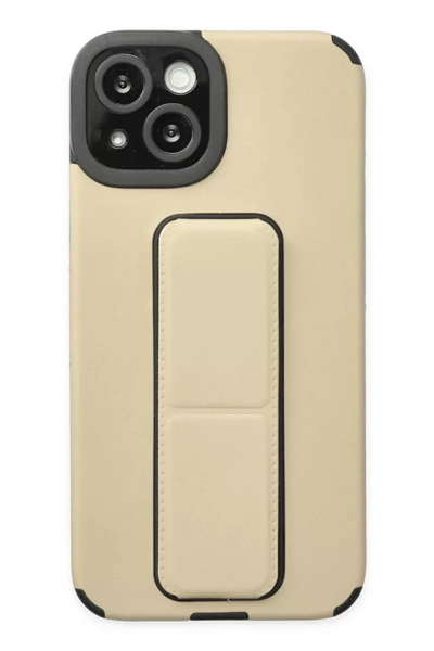 Apple iPhone 14 Plus Kılıf Mega Standlı Silikon - Gold