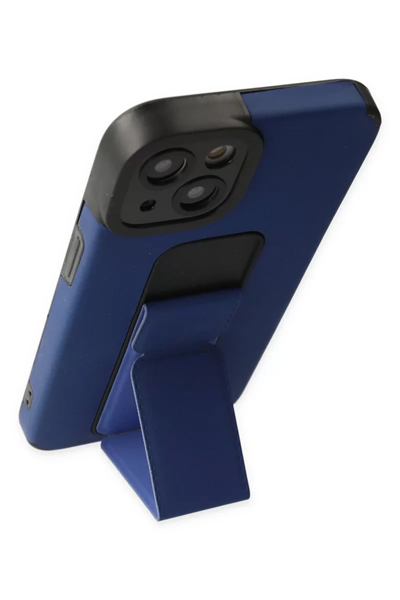 Apple iPhone 14 Plus Kılıf Mega Standlı Silikon - Mavi