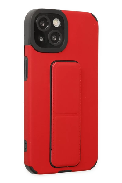 Apple iPhone 14 Plus Kılıf Mega Standlı Silikon - Kırmızı