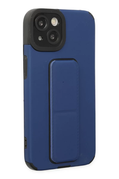 Apple iPhone 14 Plus Kılıf Mega Standlı Silikon - Mavi