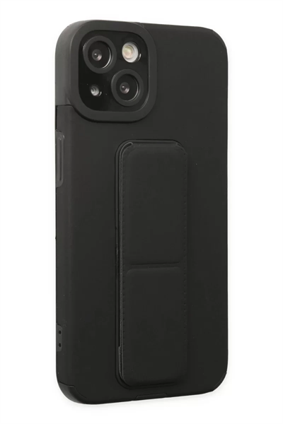 Apple iPhone 14 Plus Kılıf Mega Standlı Silikon - Siyah