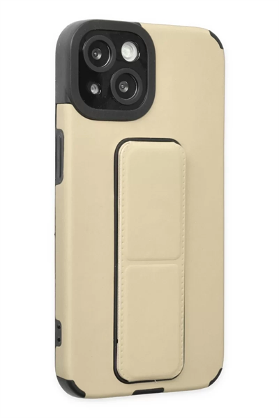 Apple iPhone 14 Plus Kılıf Mega Standlı Silikon - Gold