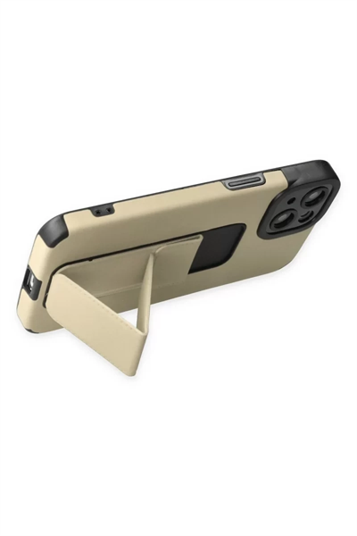 Apple iPhone 14 Plus Kılıf Mega Standlı Silikon - Gold