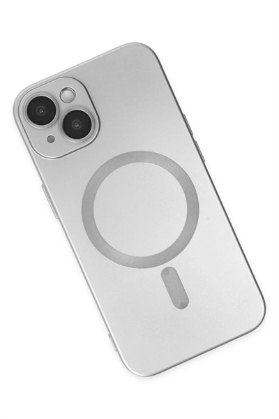 Apple iPhone 14 Plus Kılıf Moshi Lens Magneticsafe Silikon - Gümüş