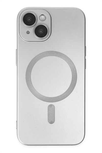 Apple iPhone 14 Plus Kılıf Moshi Lens Magneticsafe Silikon - Gümüş