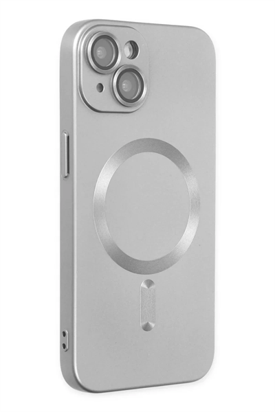 Apple iPhone 14 Plus Kılıf Moshi Lens Magneticsafe Silikon - Gümüş