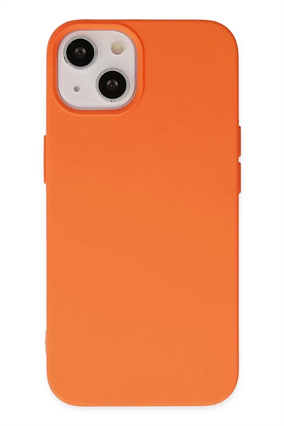 Apple iPhone 14 Plus Kılıf Nano içi Kadife Silikon - Turuncu