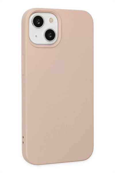 Apple iPhone 14 Plus Kılıf Nano içi Kadife Silikon - Pudra