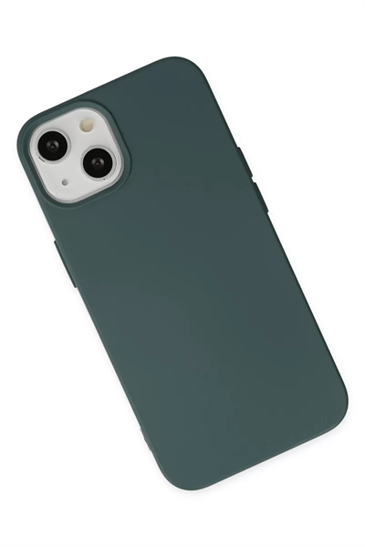 Apple iPhone 14 Plus Kılıf Nano içi Kadife Silikon - Koyu Yeşil