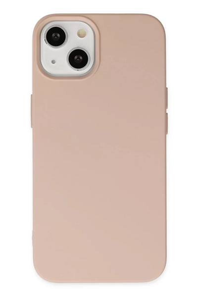 Apple iPhone 14 Plus Kılıf Nano içi Kadife Silikon - Pudra