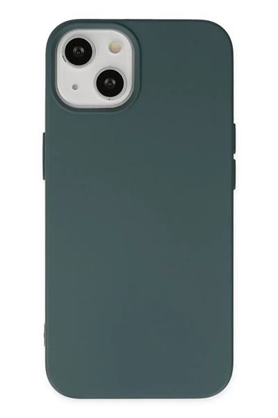 Apple iPhone 14 Plus Kılıf Nano içi Kadife Silikon - Koyu Yeşil