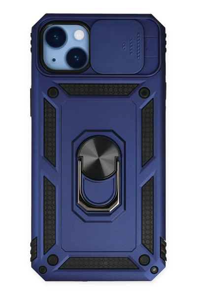 Apple iPhone 14 Plus Kılıf Pars Lens Yüzüklü Silikon - Lacivert