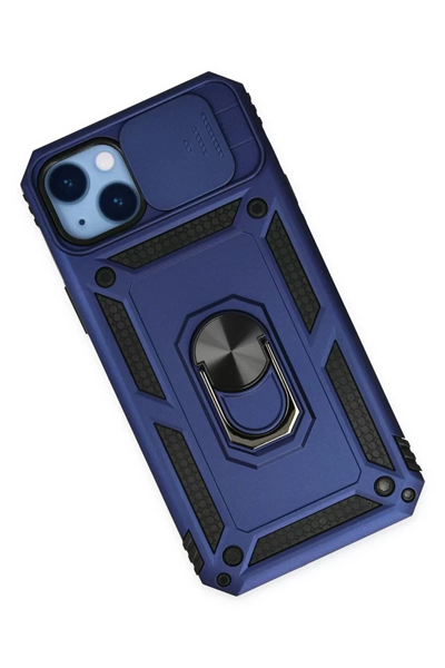 Apple iPhone 14 Plus Kılıf Pars Lens Yüzüklü Silikon - Lacivert