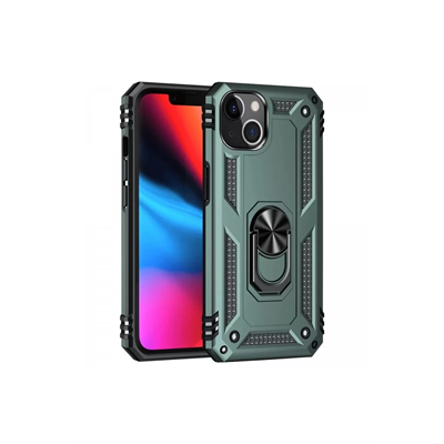Apple iPhone 14 Plus Kılıf Sofya Yüzüklü Silikon Kapak - Yeşil